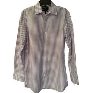 Bonobos Jetsetter Wrinkle Free Slim Men Purple White Dress Short Size 15 1/2 /34